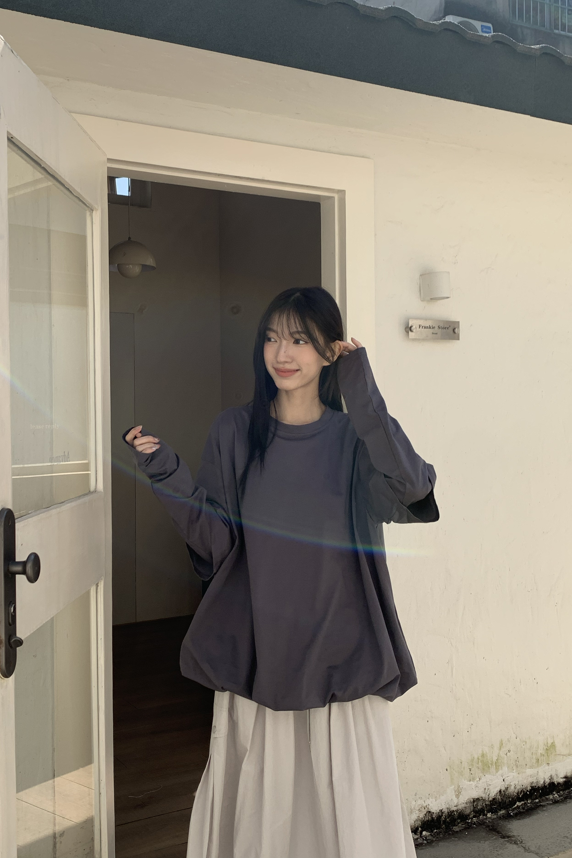 素面假兩件花苞長袖T 6色