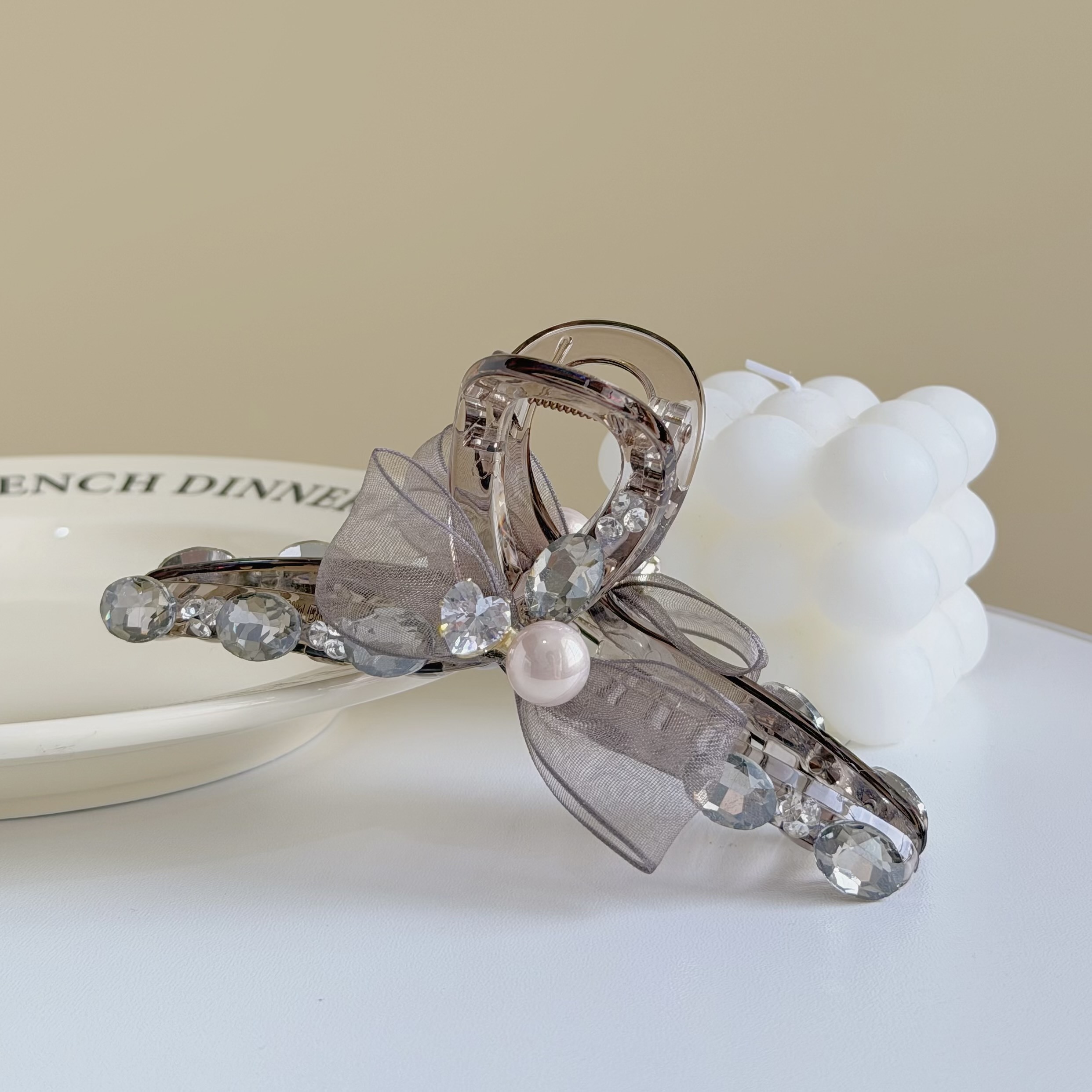 T107水鑽愛心珍珠蝴蝶結鯊魚夾