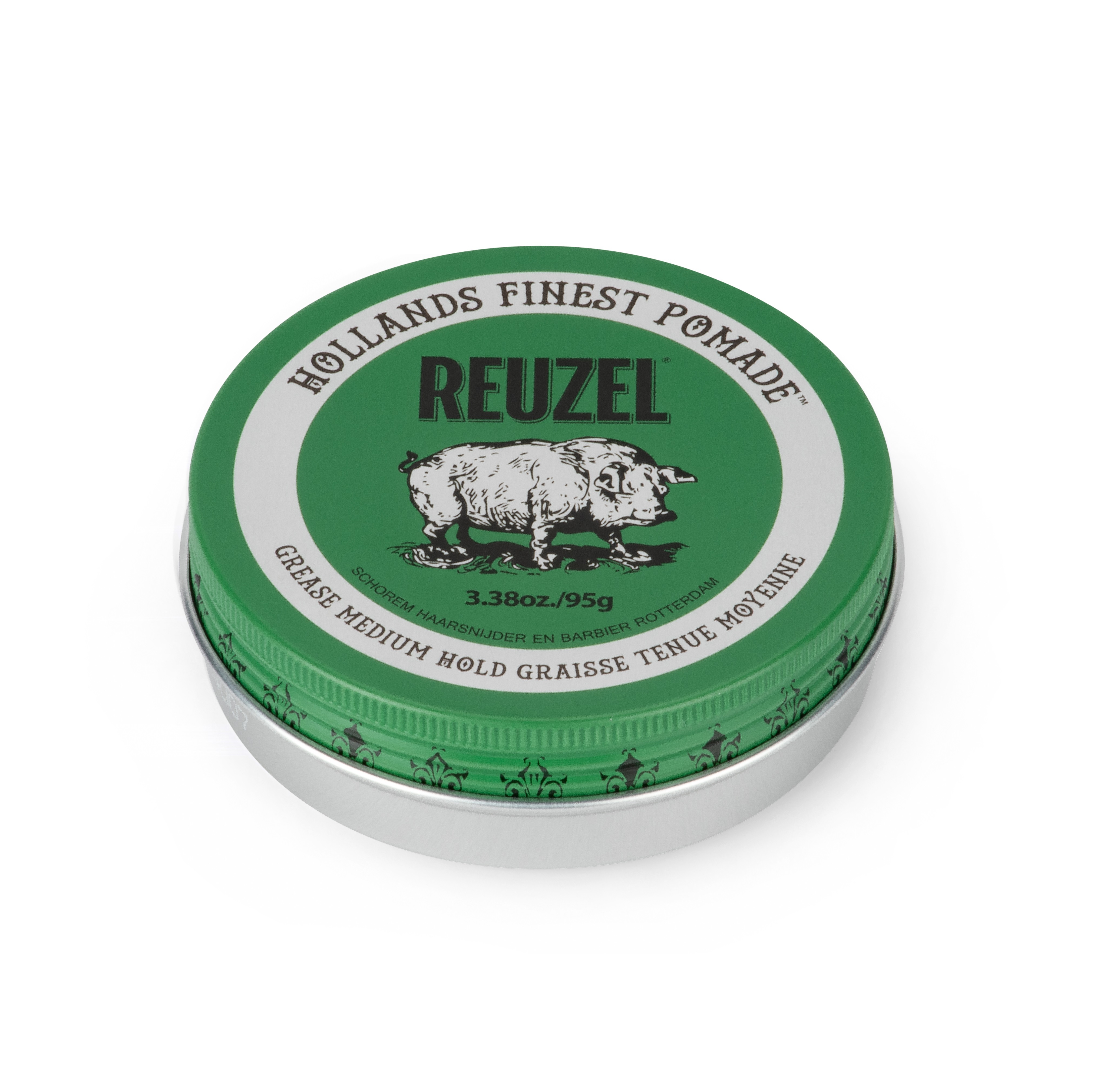 Reuzel Green Pomade 3.38oz/95g 綠豬中強油性髮蠟+油頭平齒梳
