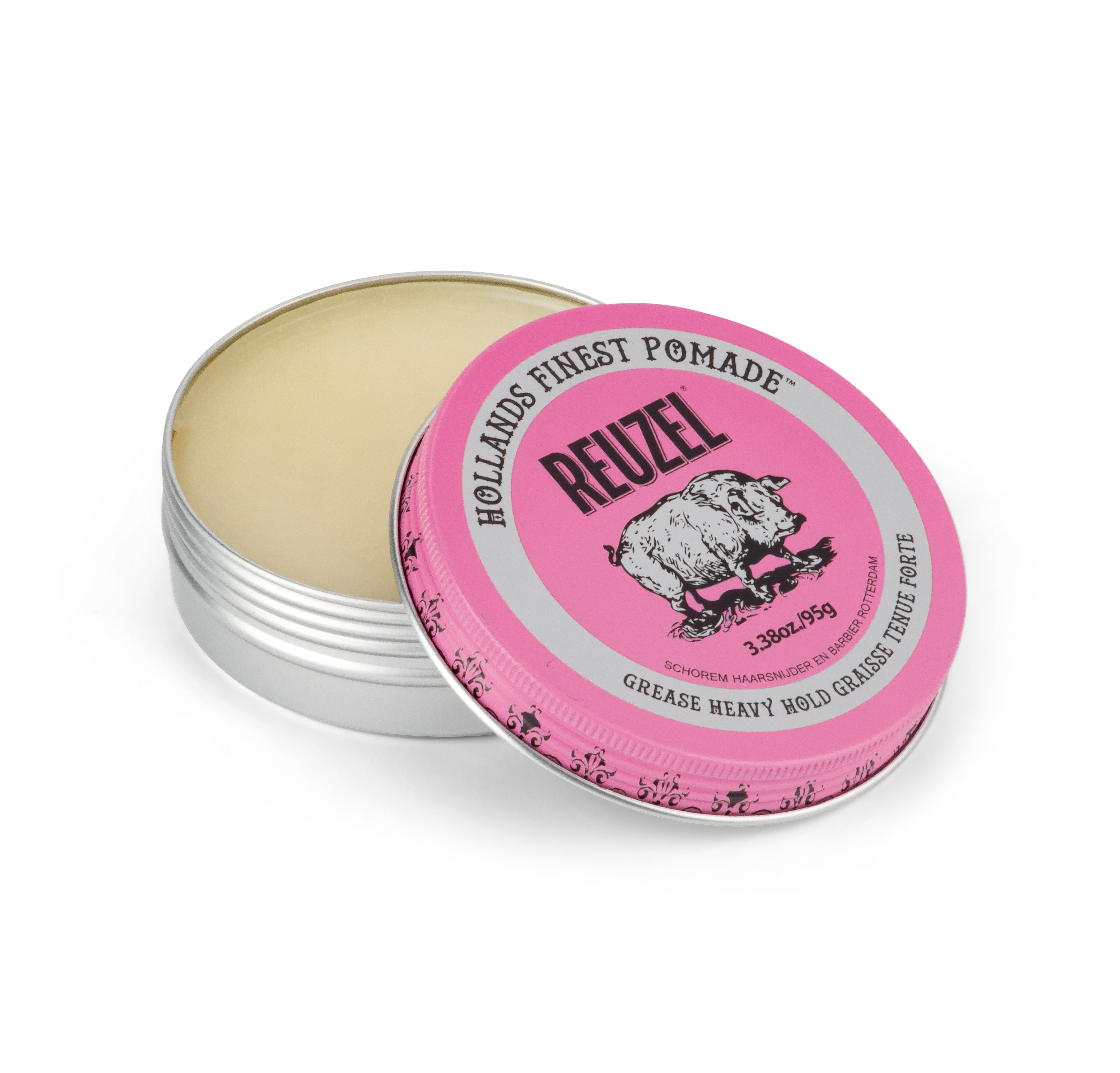 Reuzel Pink Pomade 3.38oz/95g 粉紅豬超強油性髮蠟+油頭平齒梳