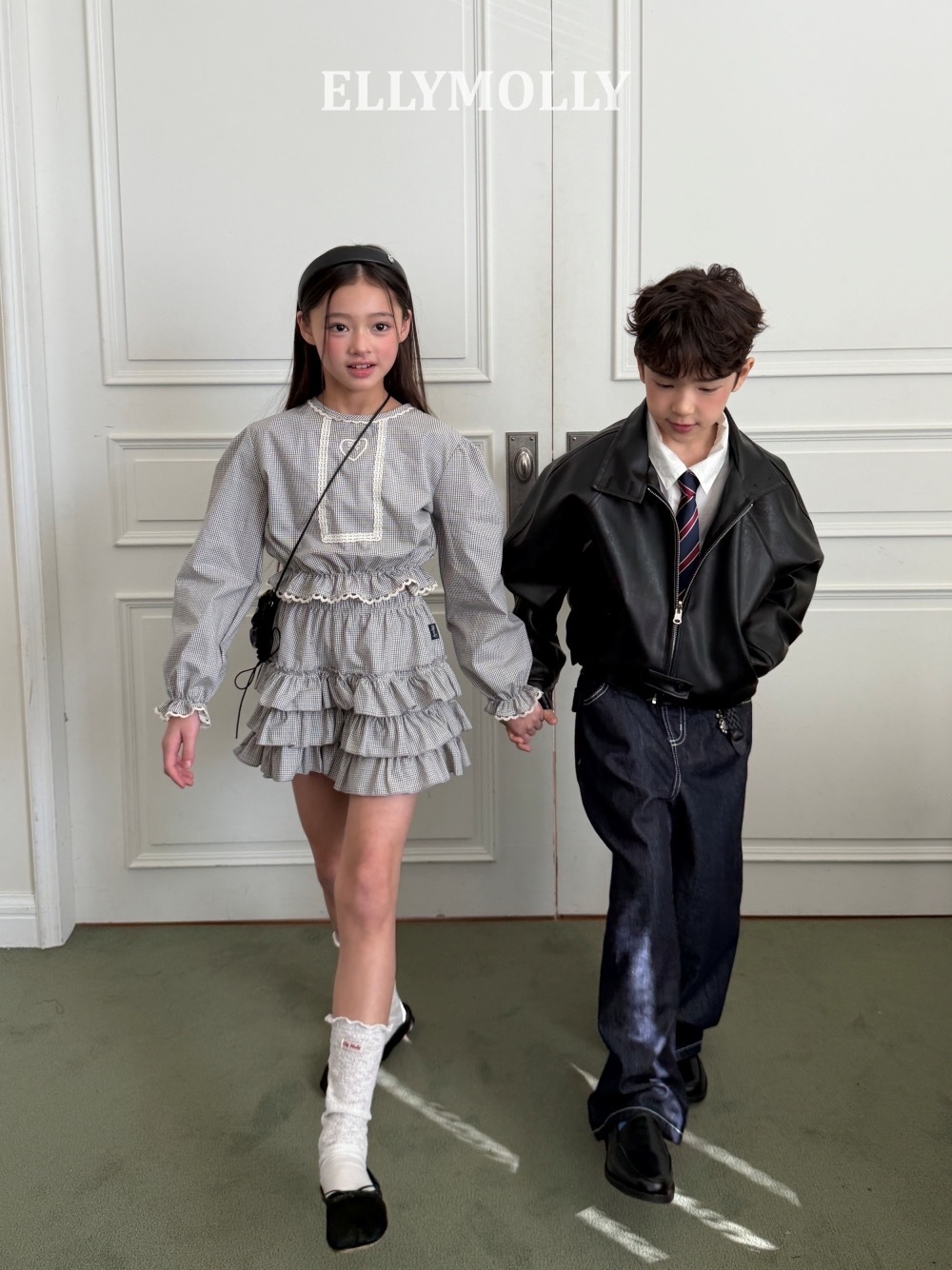 Ellymolly 愛心蕾絲短版襯衫 / 2色