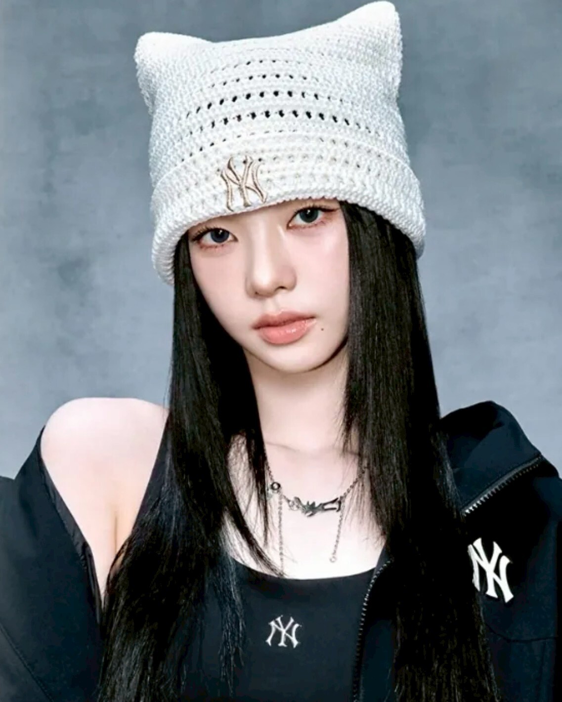 KARINA代言同款 MLB 夏天版 針織貓耳毛帽 編織 共3款