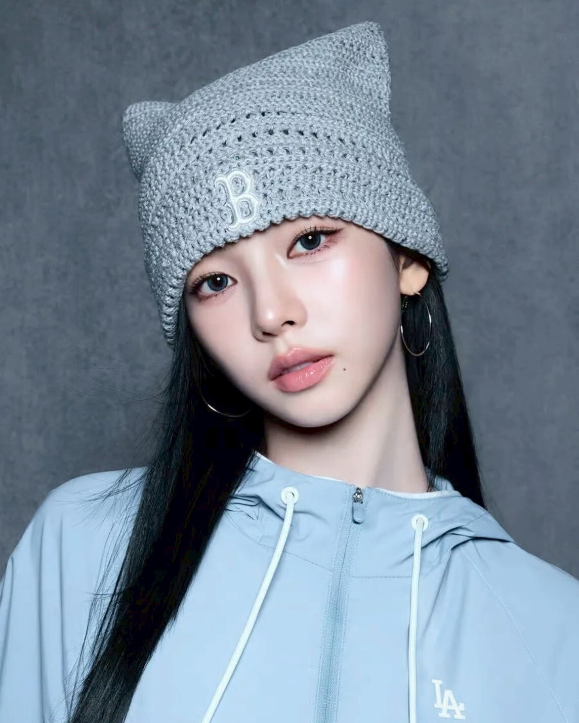 KARINA代言同款 MLB 夏天版 針織貓耳毛帽 編織 共3款