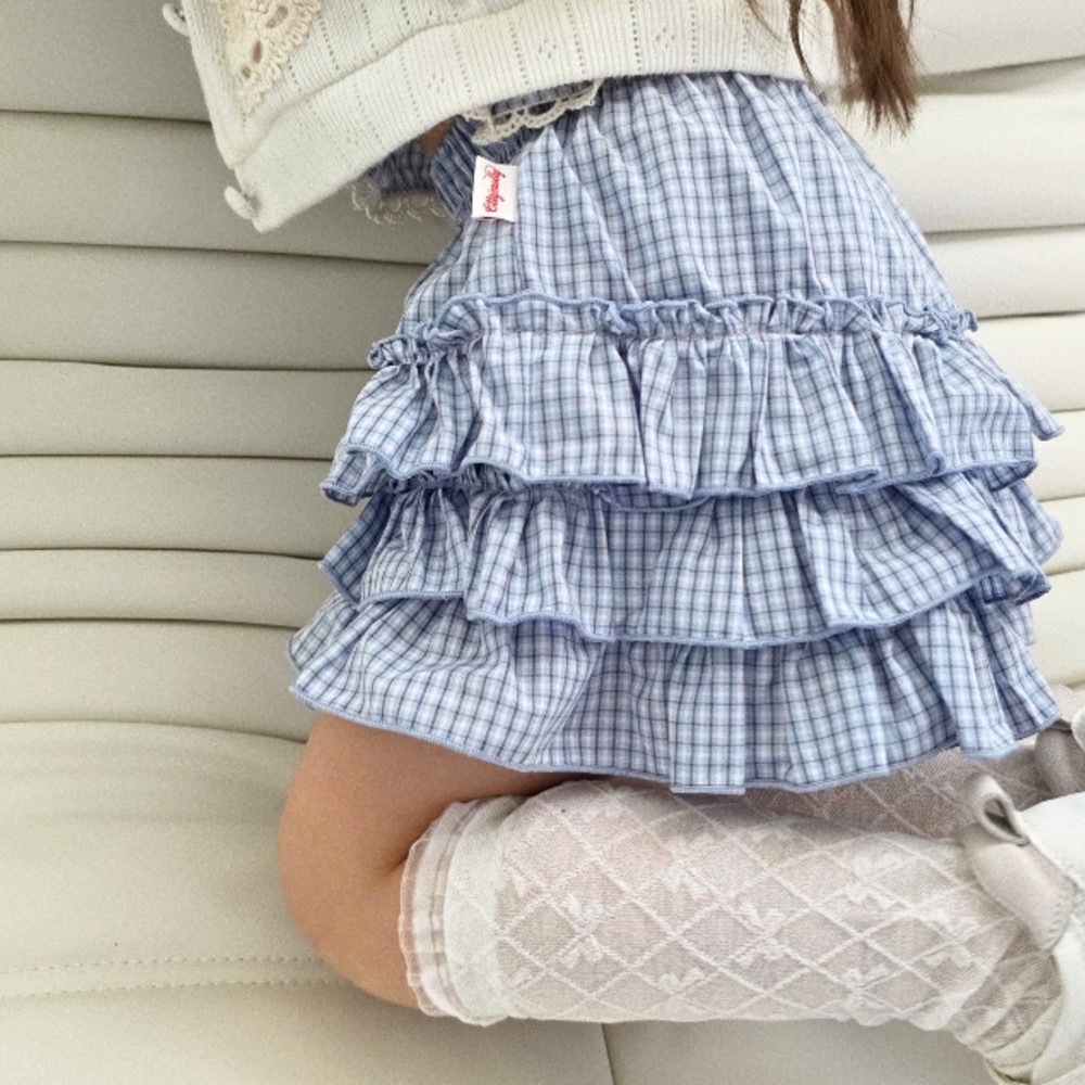 Ellymolly 格紋蛋糕褲裙 / 2色