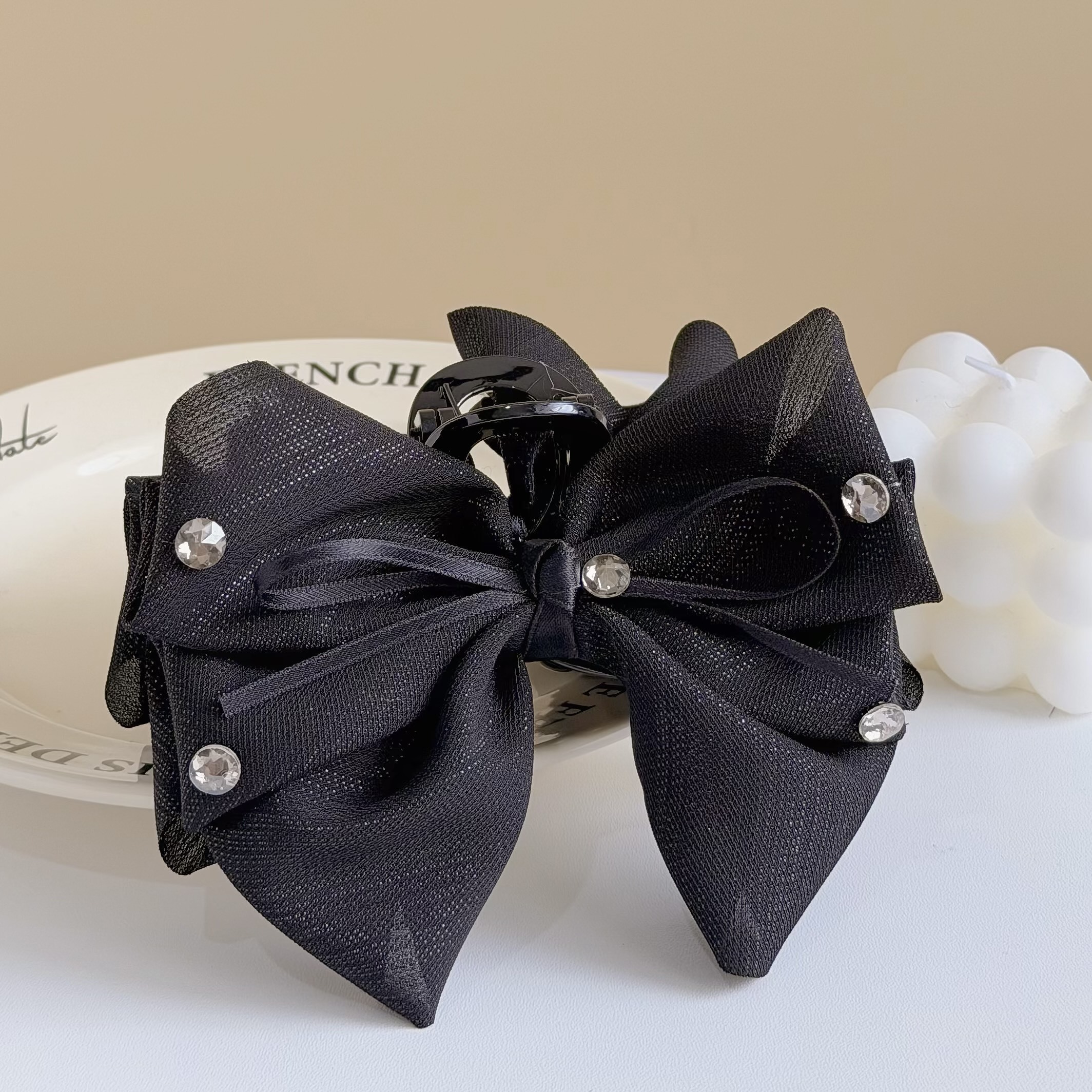 T112水鑽亮紗蝴蝶結鯊魚夾