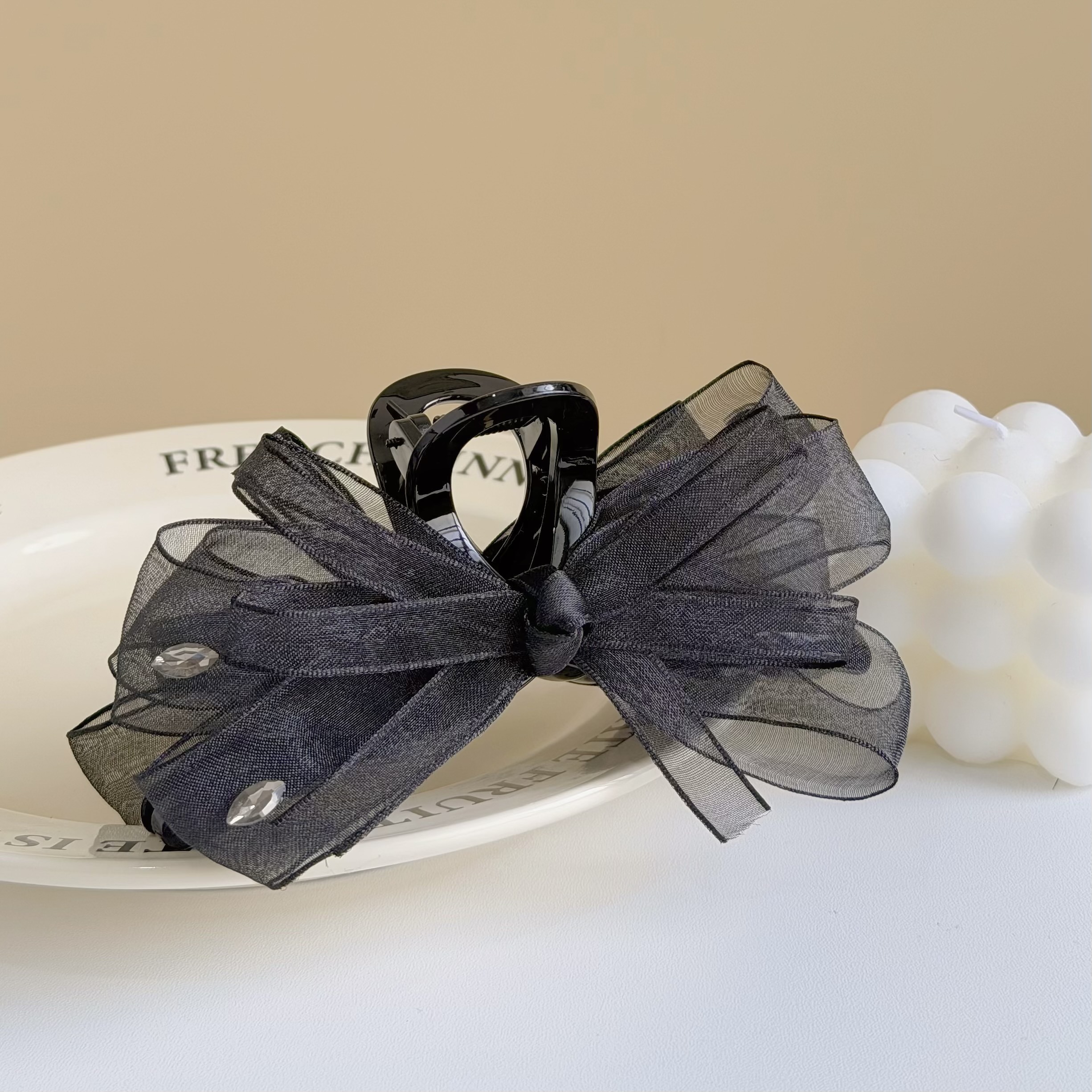 T114水鑽網紗蝴蝶結鯊魚夾