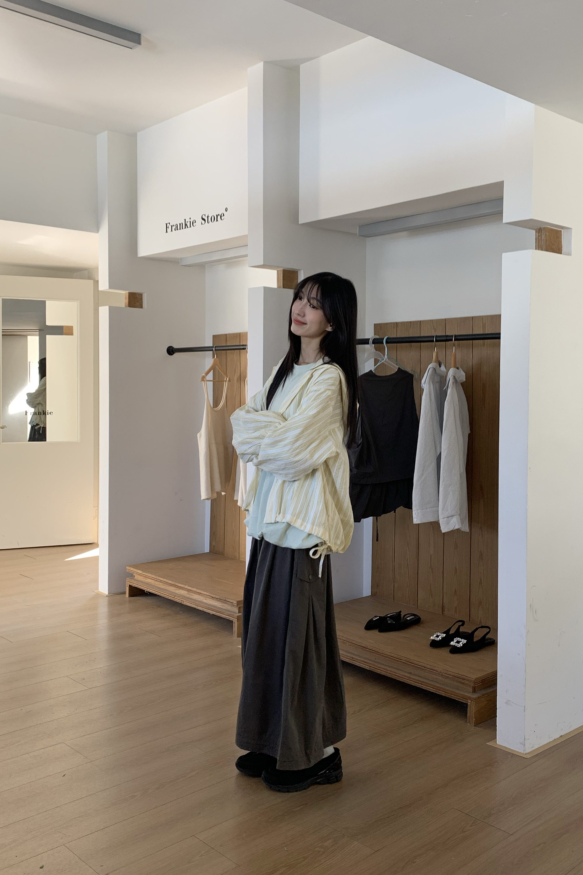 春日薄款條紋連帽襯衫 3色