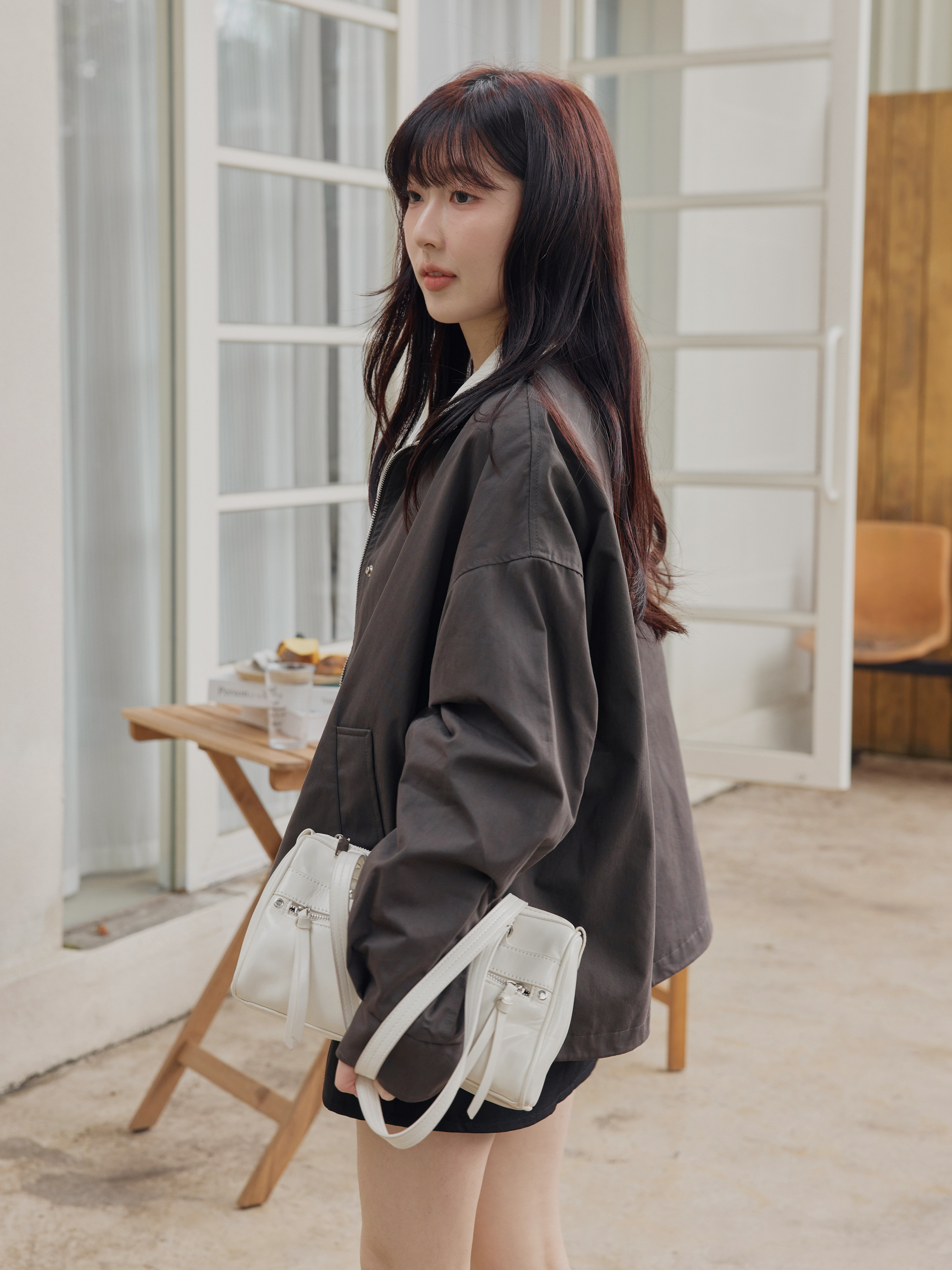 簡約撞色翻領風衣外套