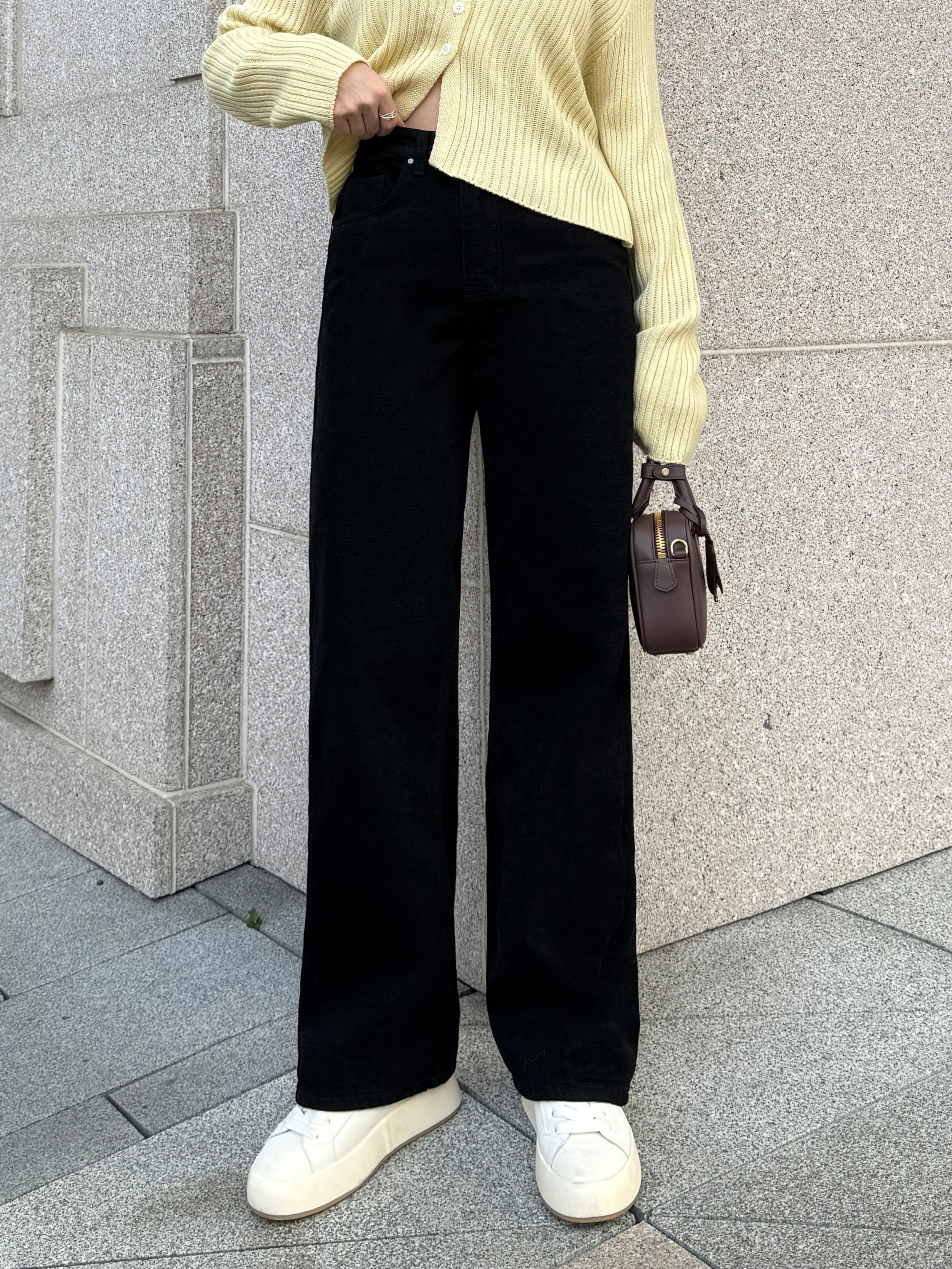 顯腿直百搭直筒黑褲