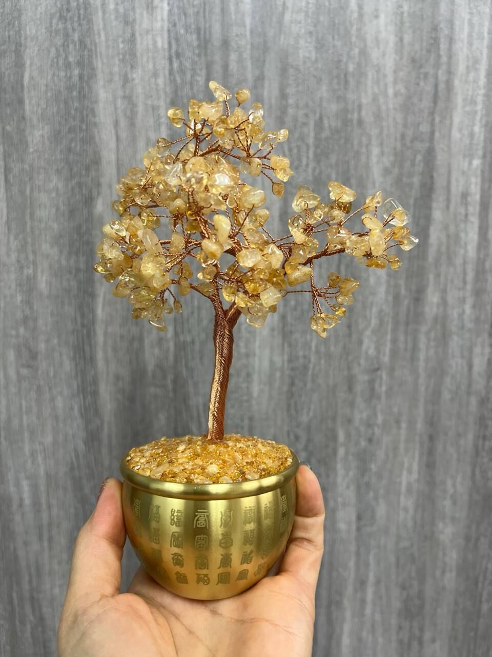 [S] GEMZ & CO BFG COPPER WEALTH BOWL CITRINE TREE WITH CITRINE LOOSE QUARTZ, X508 (X508)