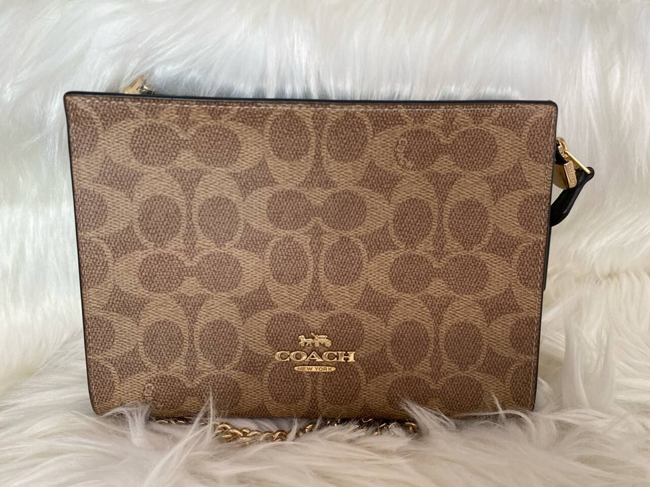 [S] COACH BROWN SLIM CROSSBODY IN SIGNATURE CANVAS, SCO1228 (SCO1228)