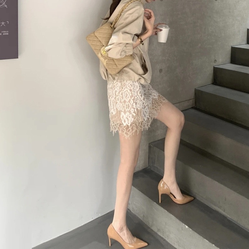立領夾克+超美蕾絲短裙 (2件組)