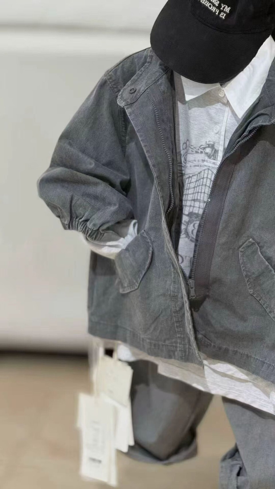 立領挺版拉鍊外套