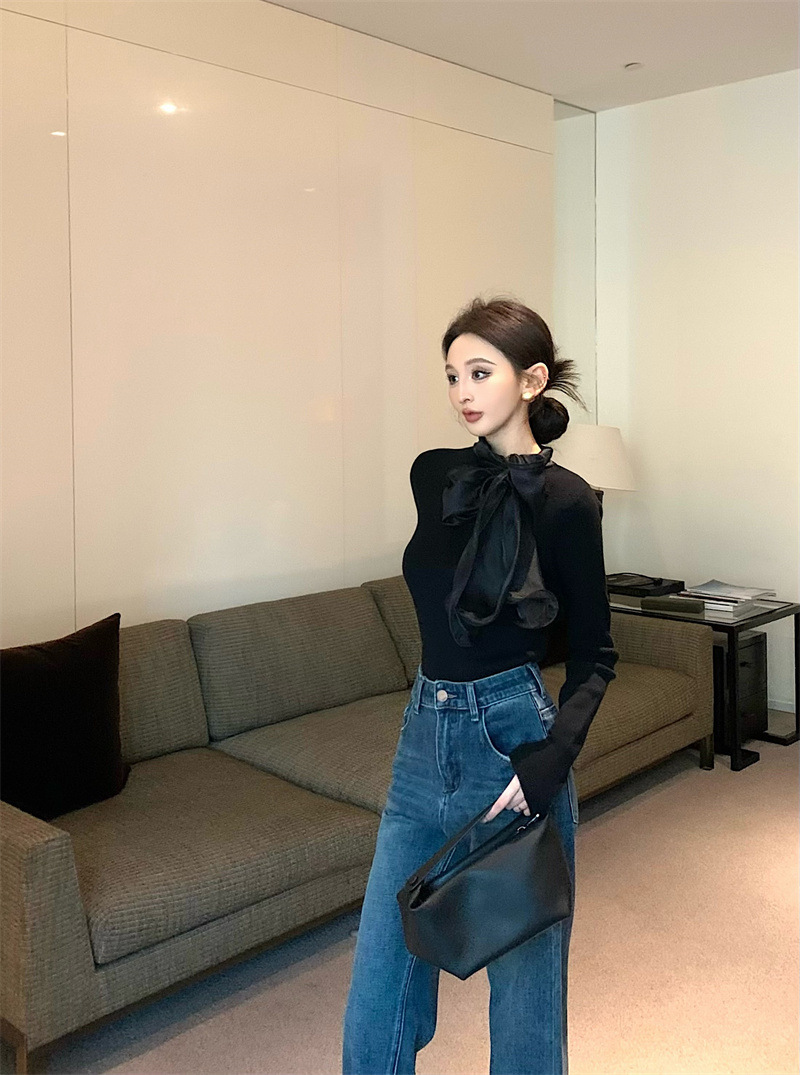 蝴蝶結綁帶針織上衣