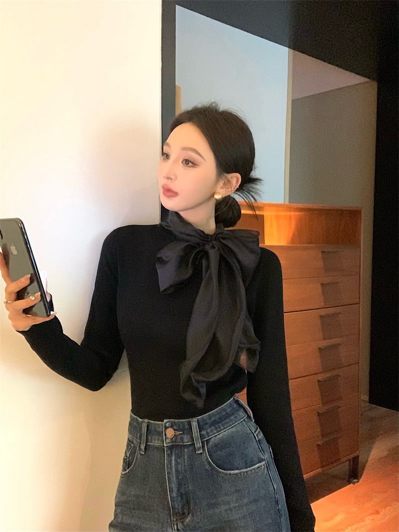 蝴蝶結綁帶針織上衣