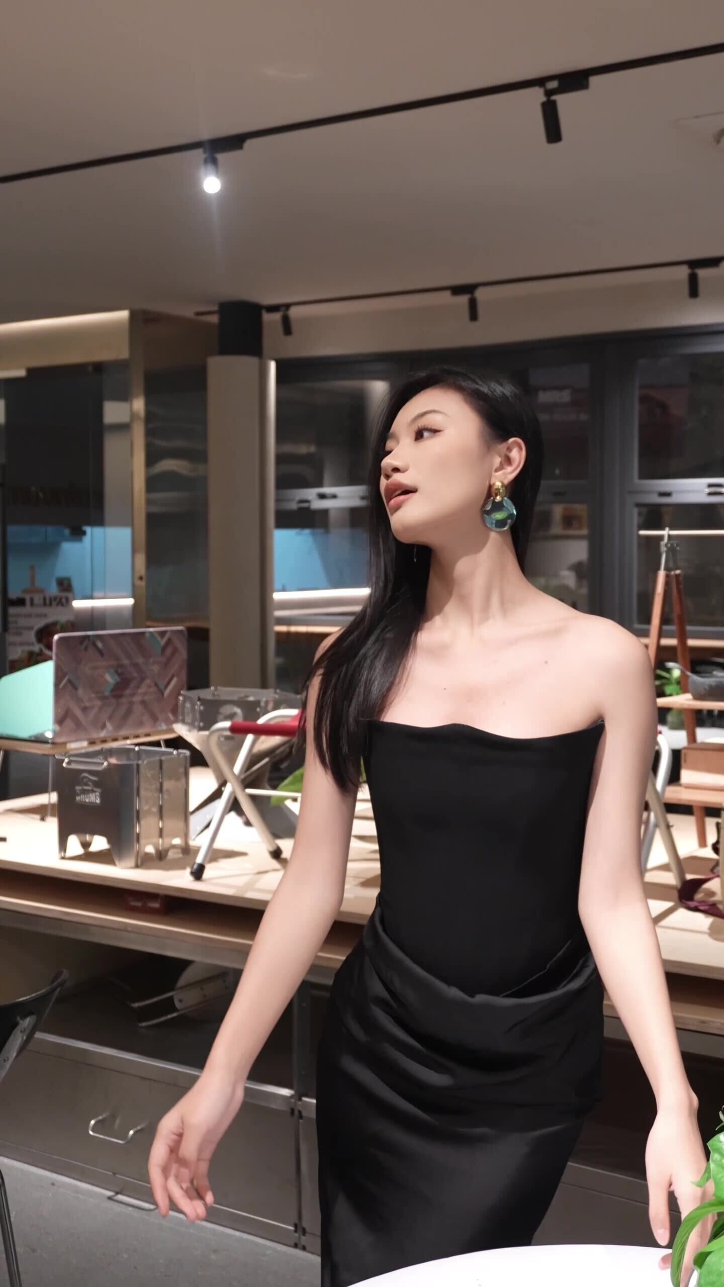 W魚骨馬甲 拼接綢緞洋裝