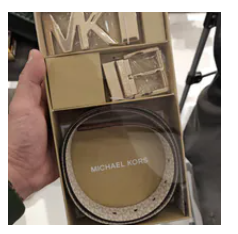 [S] MICHAEL KORS VANILLA SIGNATURE REVERSIBLE BUCKLE BELT, 558732-200 (SMK1420)