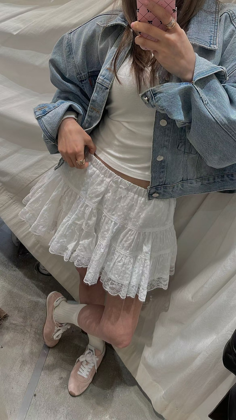 蕾絲A字裙內安全褲