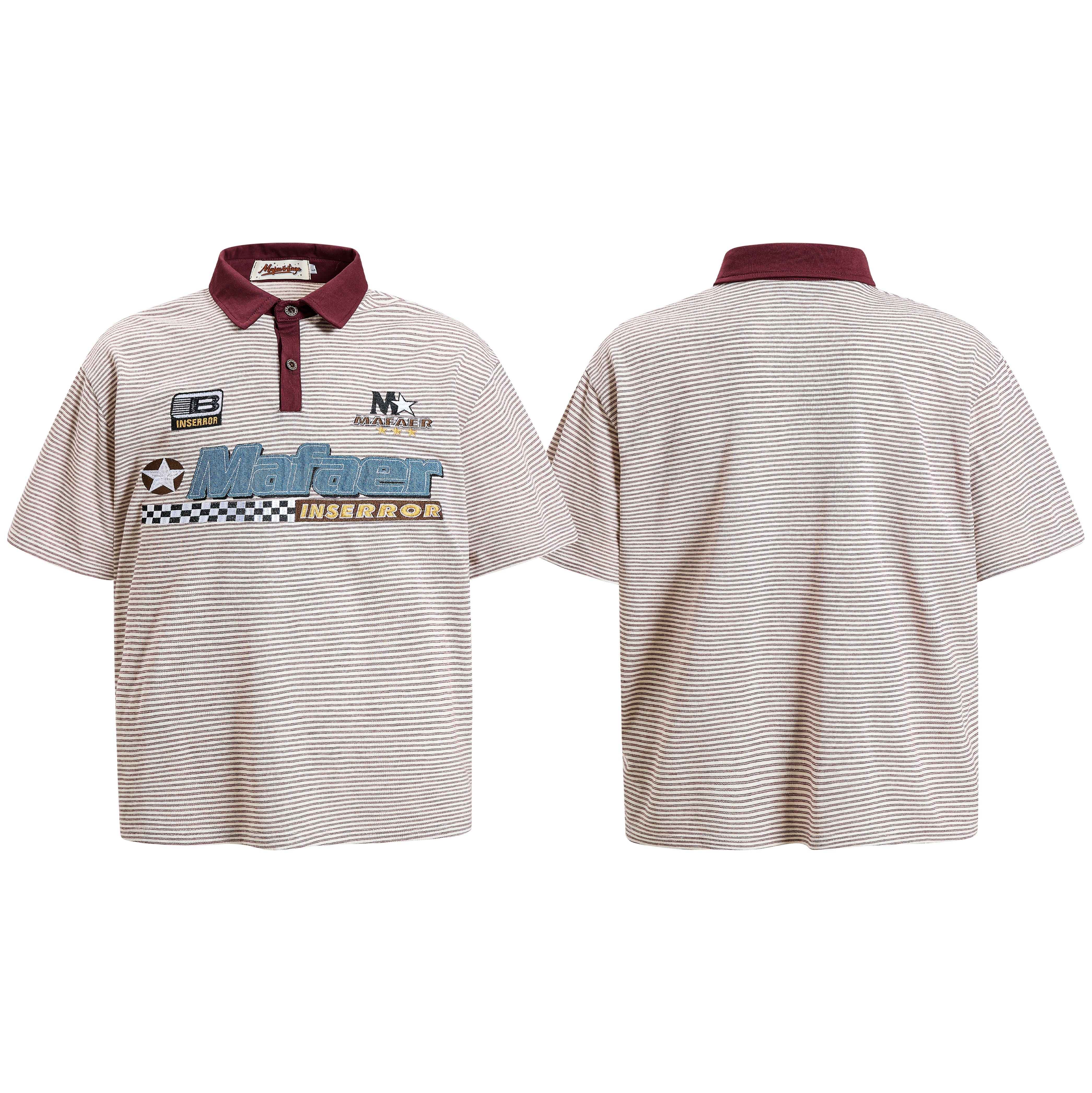 《S.V》刺繡標章橫條紋 Polo 衫