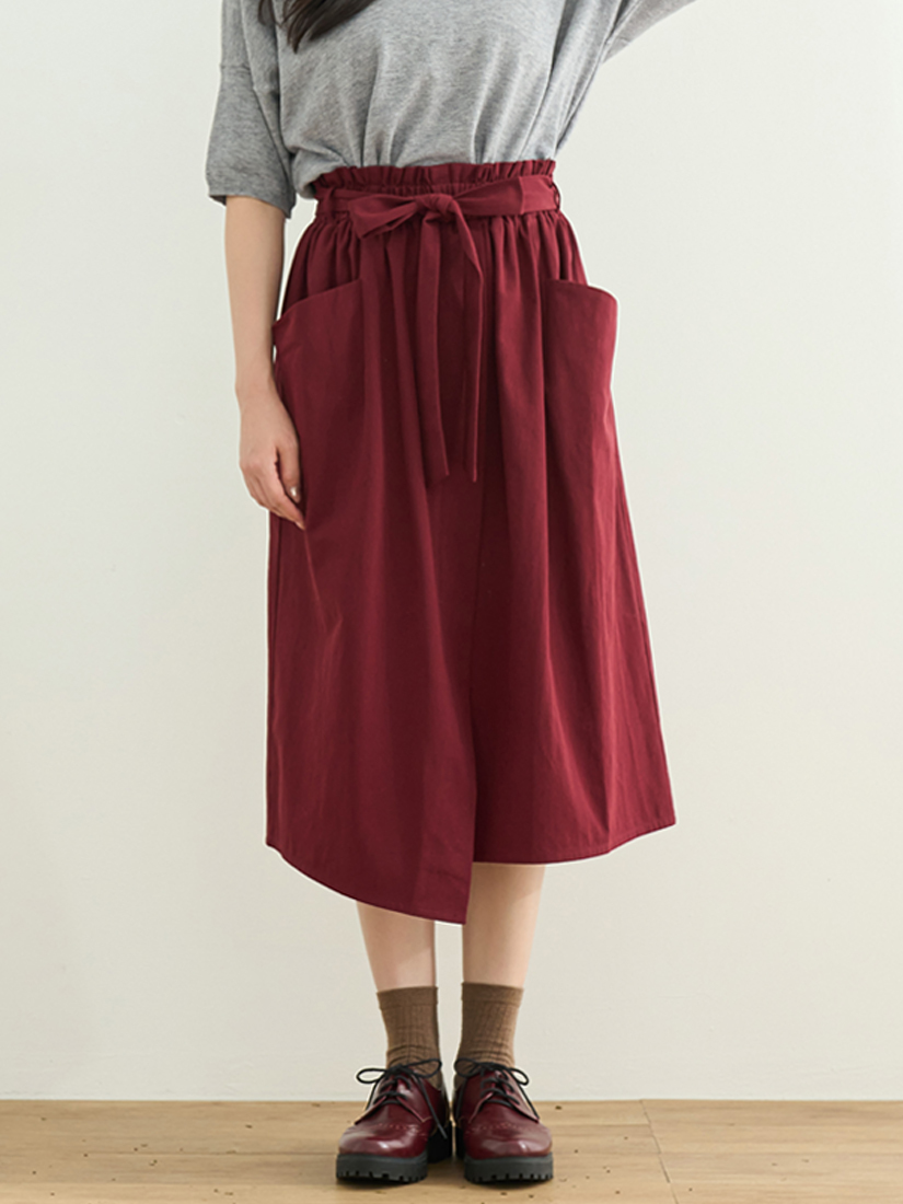 簡約舒適開衩綁帶A字裙