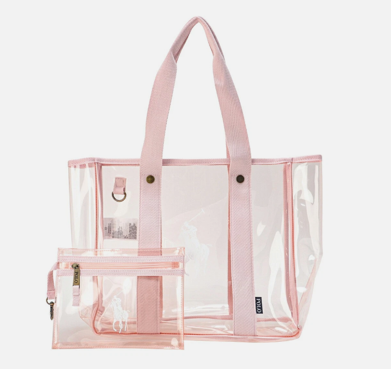 [S] PRL HINT OF PINK 4AR109-ADQ CLEAR TOTE BAG WITH POUCH, 196923020765 (SRL240)