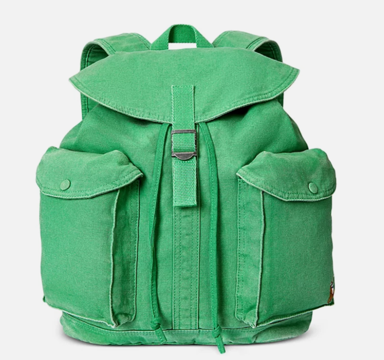 [S] PRL GREEN 405967597003 FLAP TOP CANVAS BACKPACK, 888188553361 (SRL241)