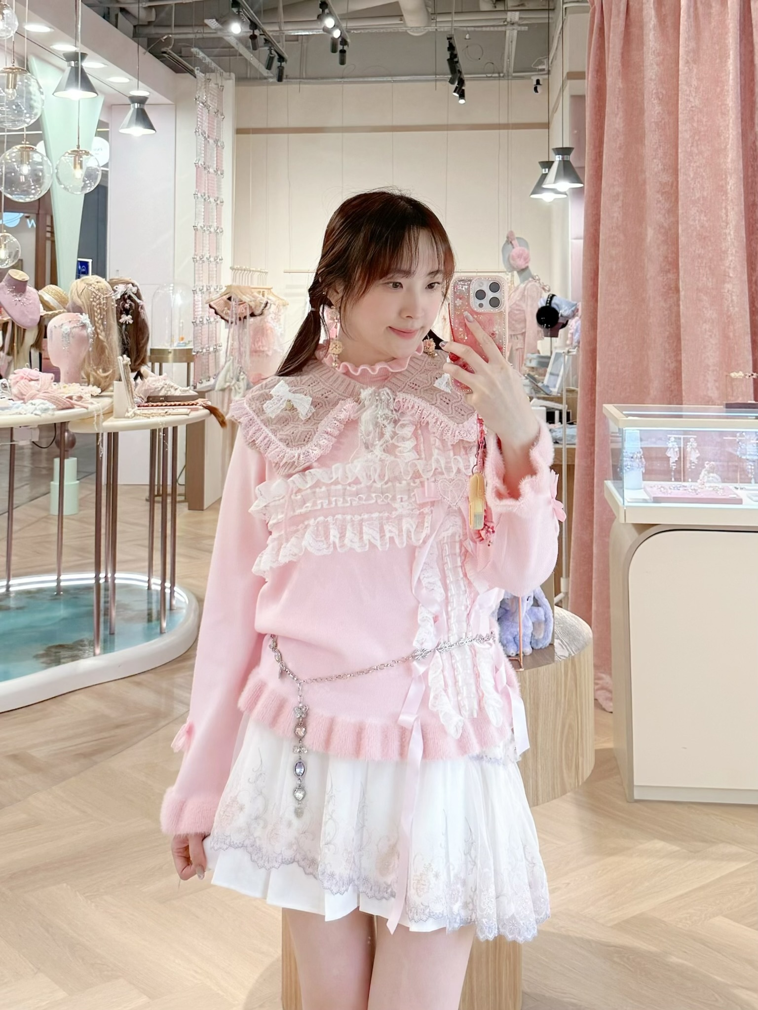 13351 Dreamy Chain Bow Layered Tulle Skirt