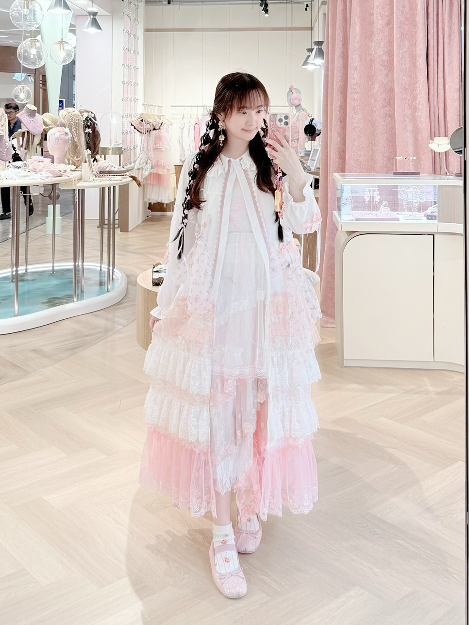 13339 Pastel Ruffle Fairy Long Blouse Jacket
