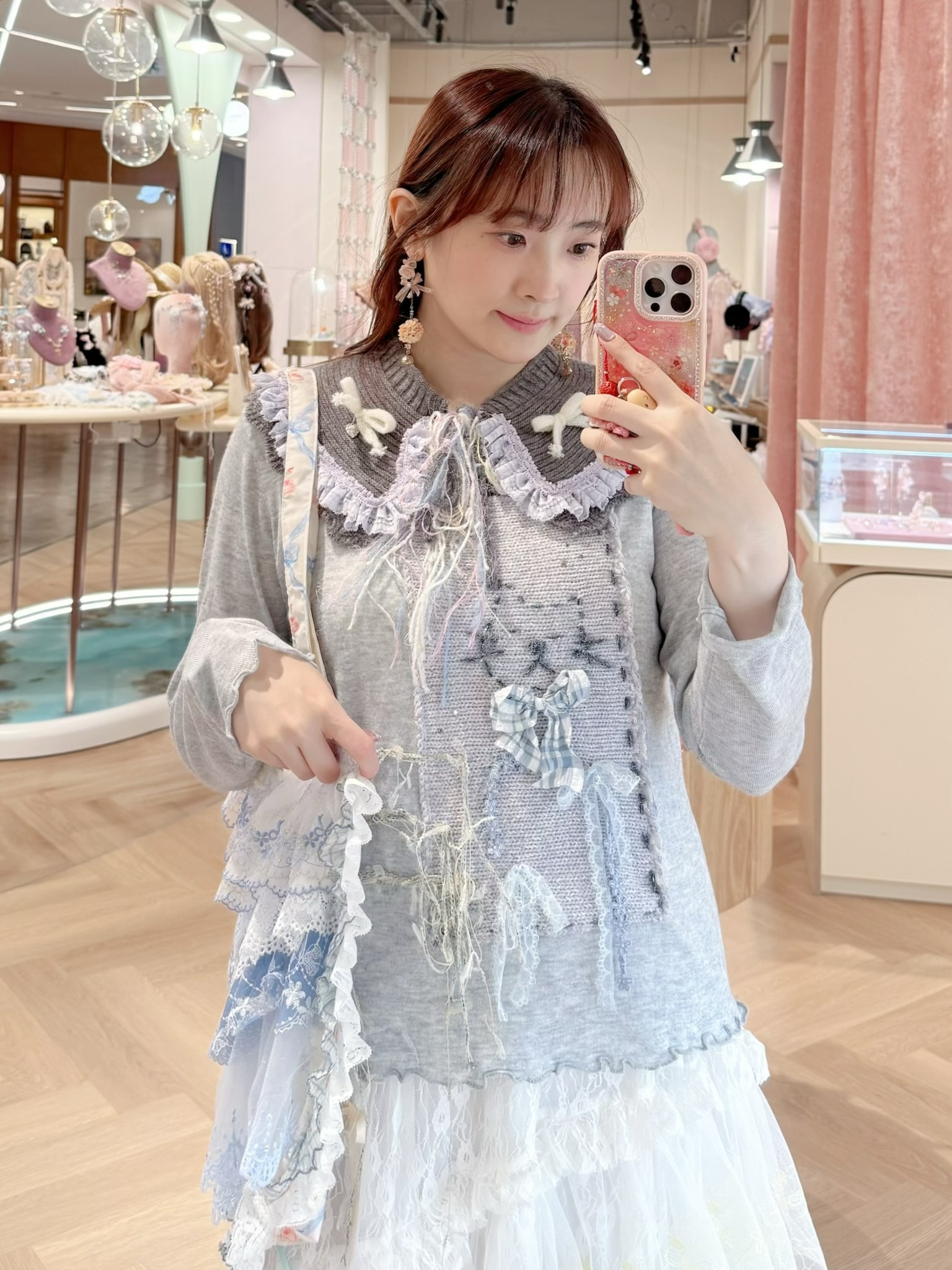 13341 Cream Lace Princess Collar Knit Series