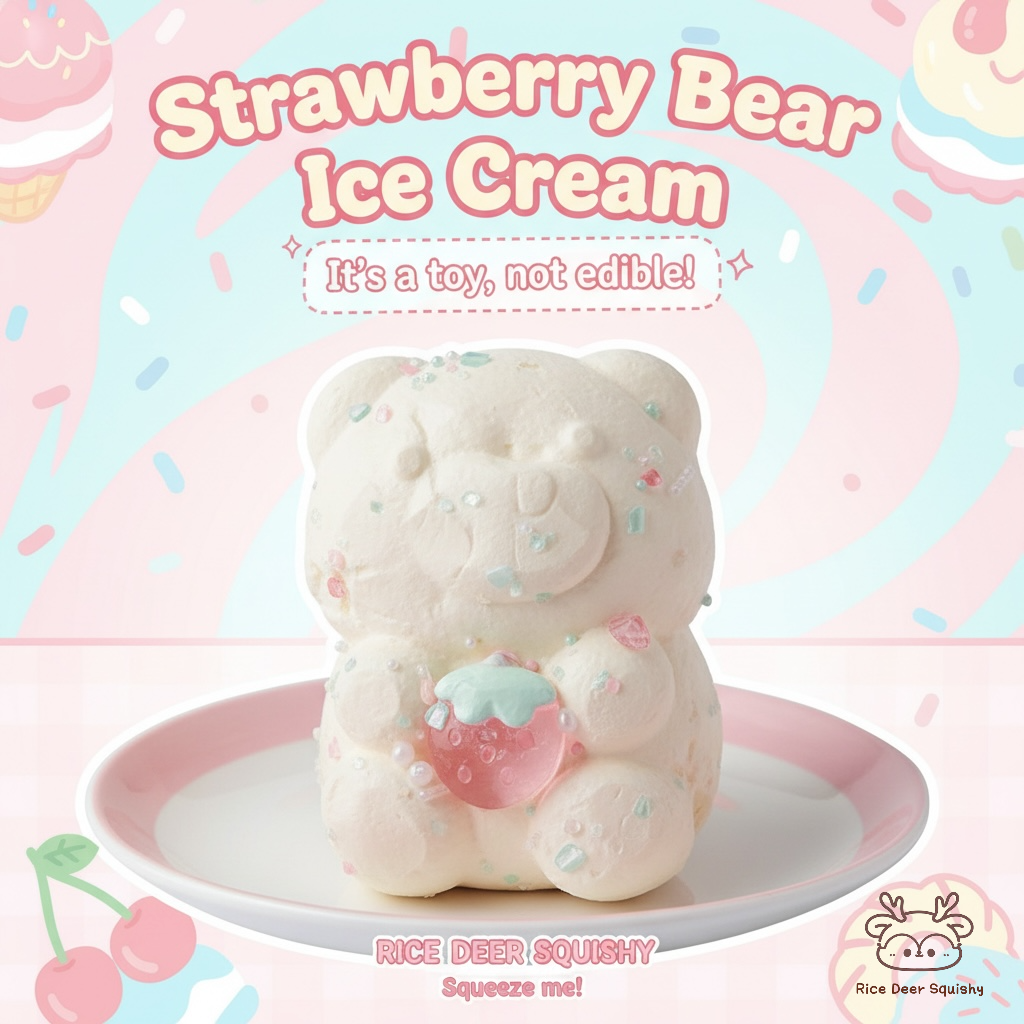 Strawberry Bear Ice Cream - by Handmade