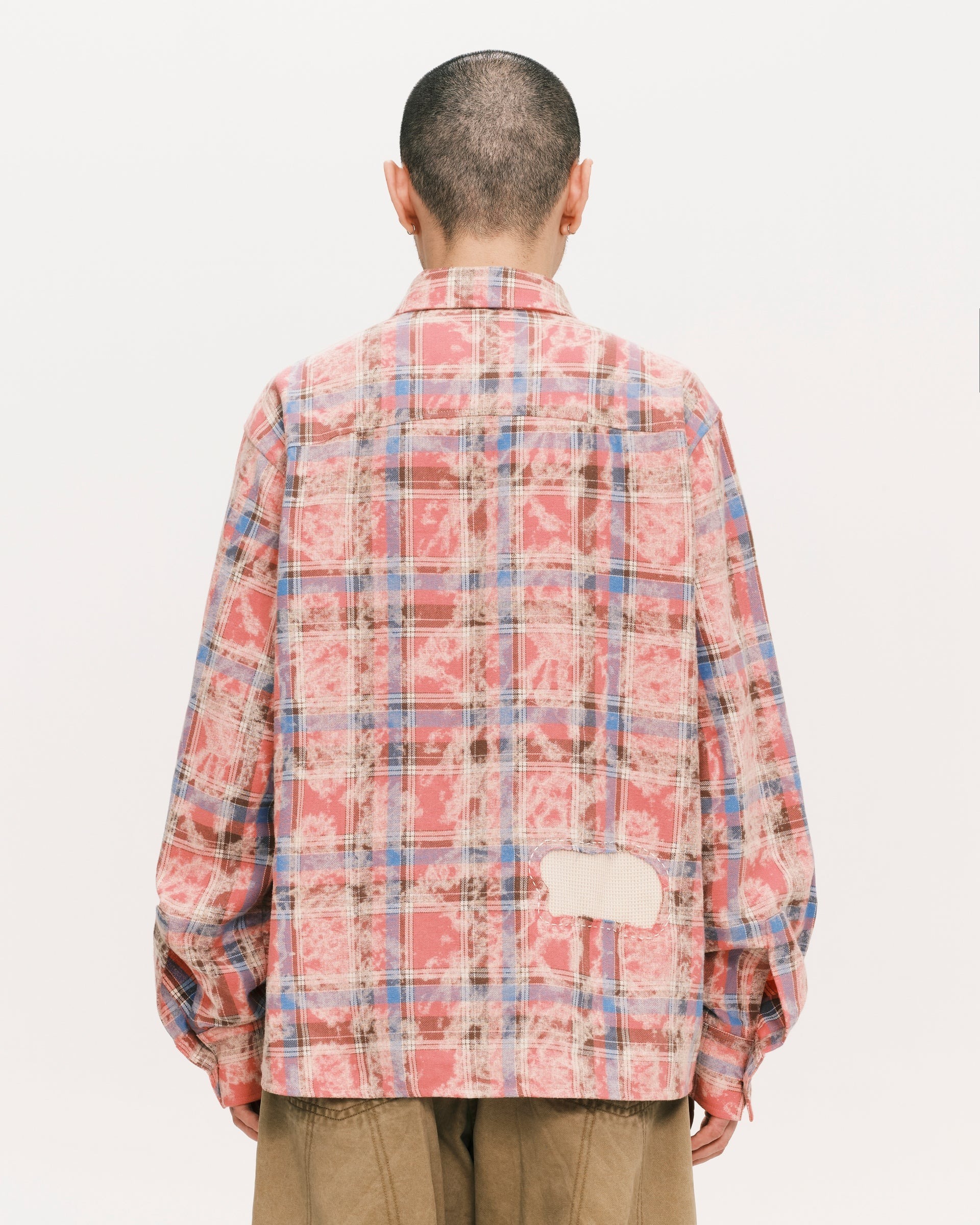 PLATEAU STUDIO｜Hand patch check shirt (Red check)
