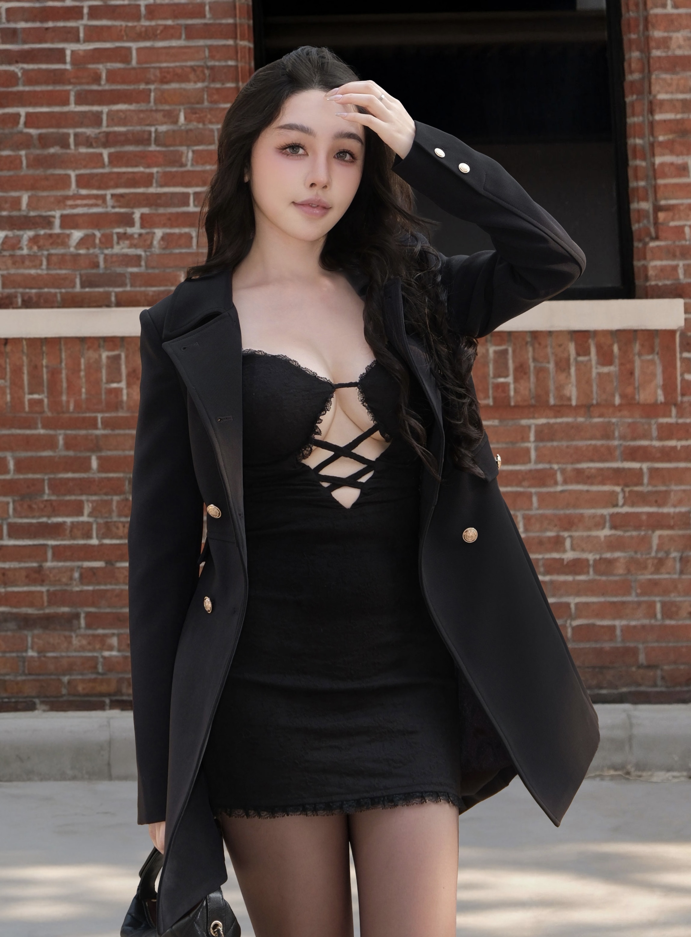 訂製-性感宮廷蕾絲鏤空合身洋