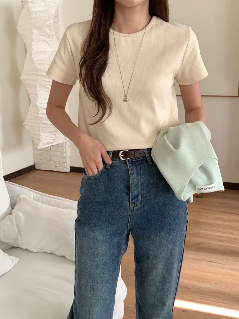 韓系百搭基本款★擋不住好比例的質感素色棉T