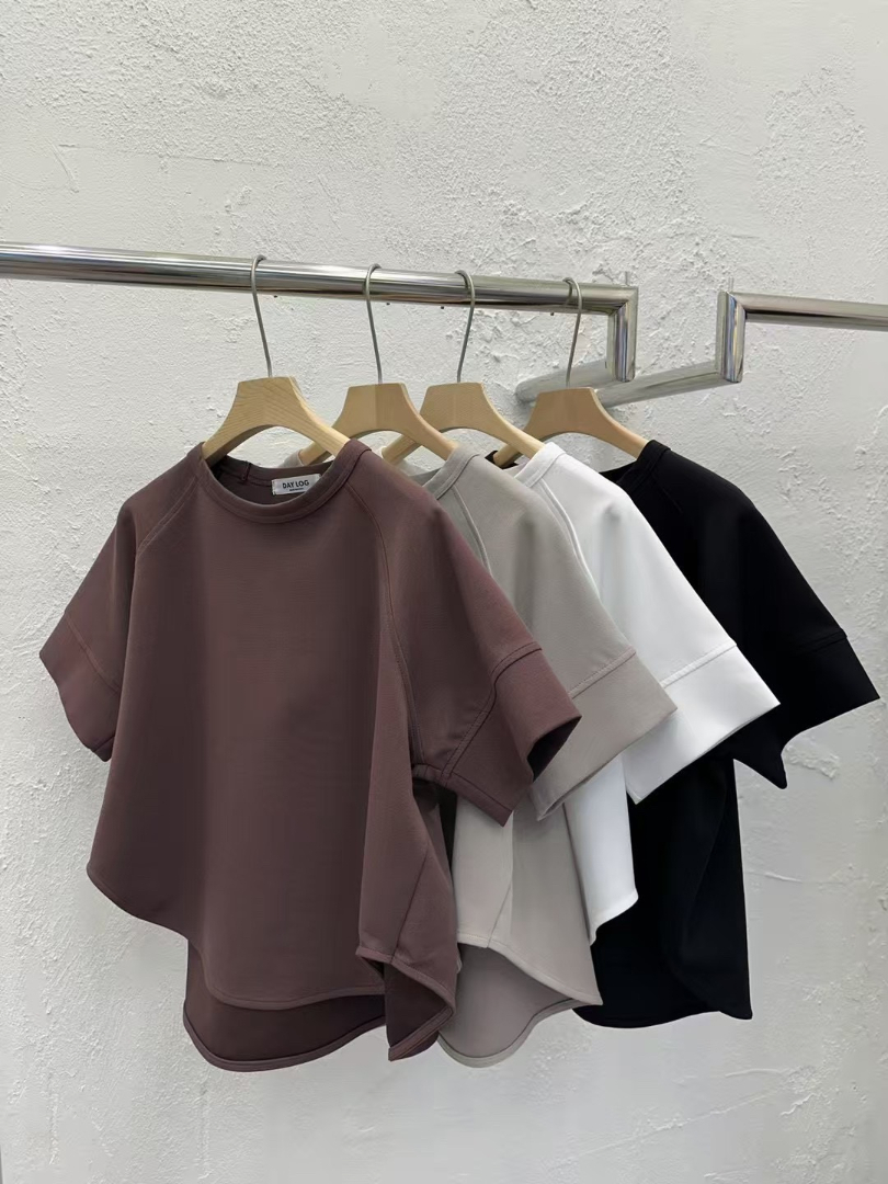 質感個性寬版素色上衣｜落肩顯瘦遮肚設計・韓系微寬鬆短袖T