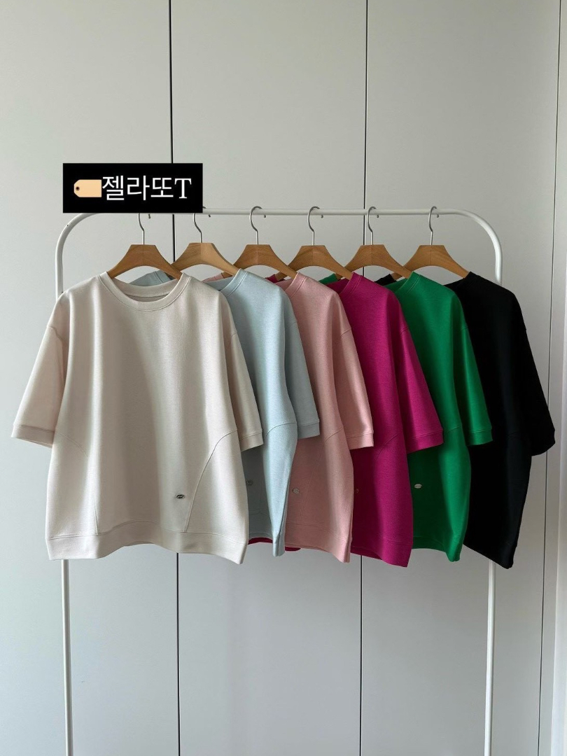 多巴胺快樂色系舒適透氣棉T｜顯白亮色寬版短袖・韓系設計感上衣