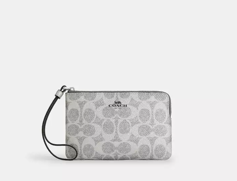 [S] COACH SV/GRAY/SILVER CCK71 CORNER ZIP MTLC SIG, 196395998715 (SCO1231)