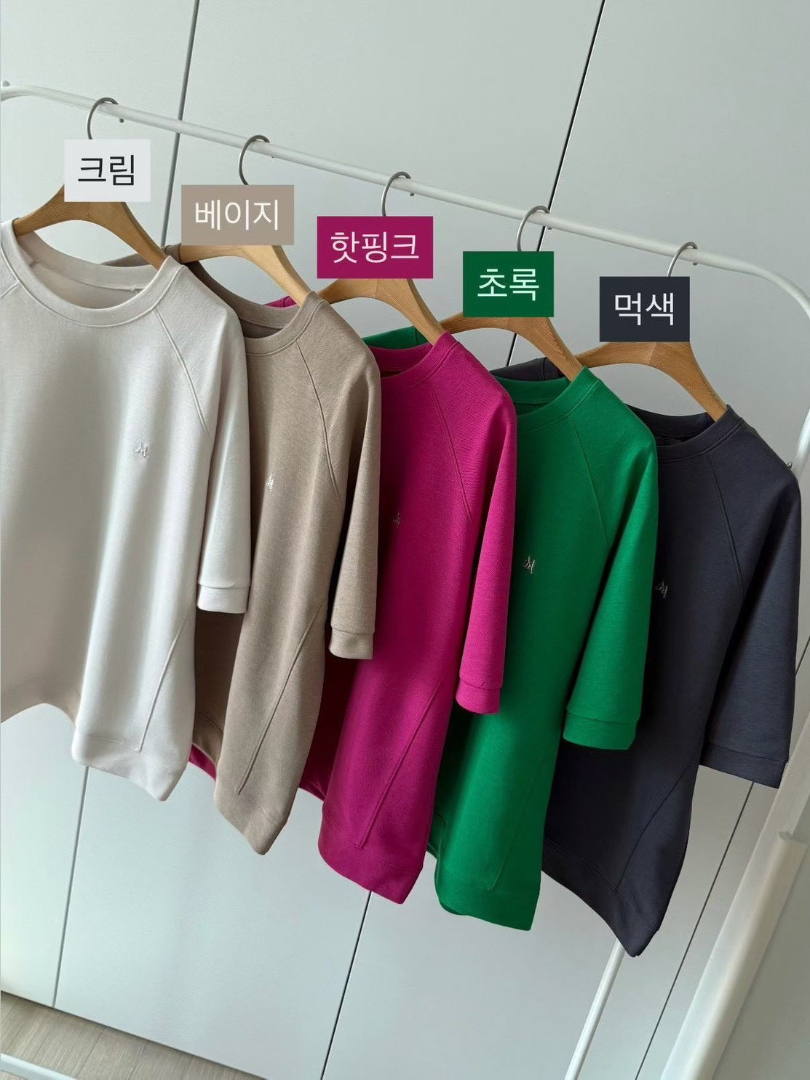 優雅素色小刺繡多巴胺棉T｜顯白高質感寬版短袖・韓系微寬鬆設計上衣