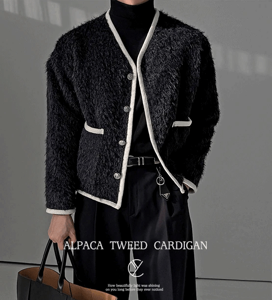 羊駝毛粗花呢小香夾克