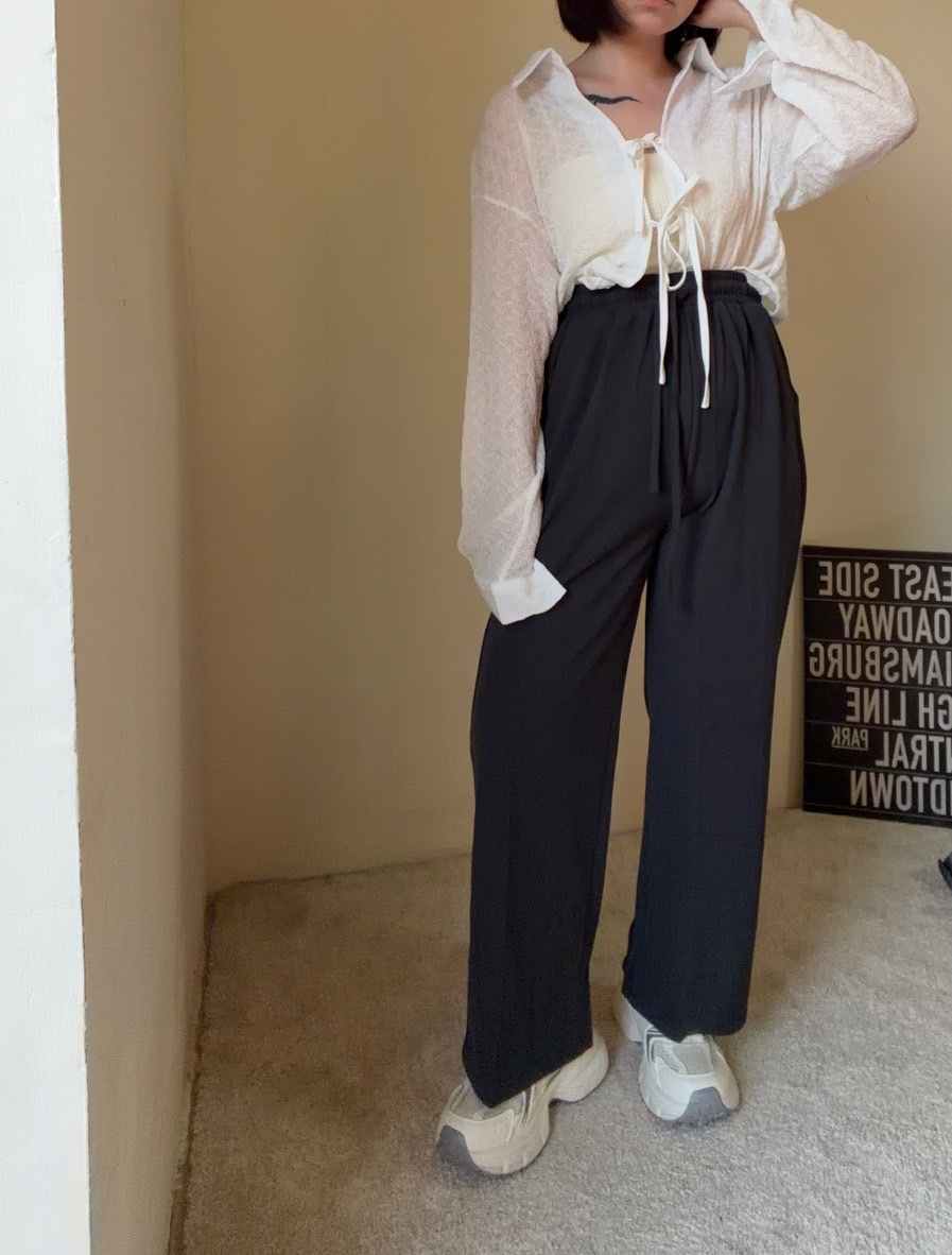 超划算! 阿短自留小個子直紋抽繩鬆緊長褲預購s