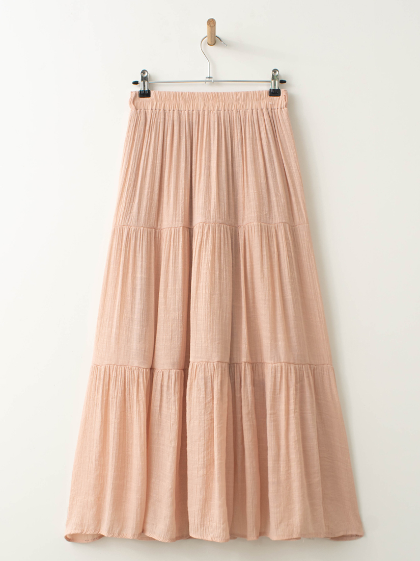 輕盈紋理感細褶蛋糕長裙