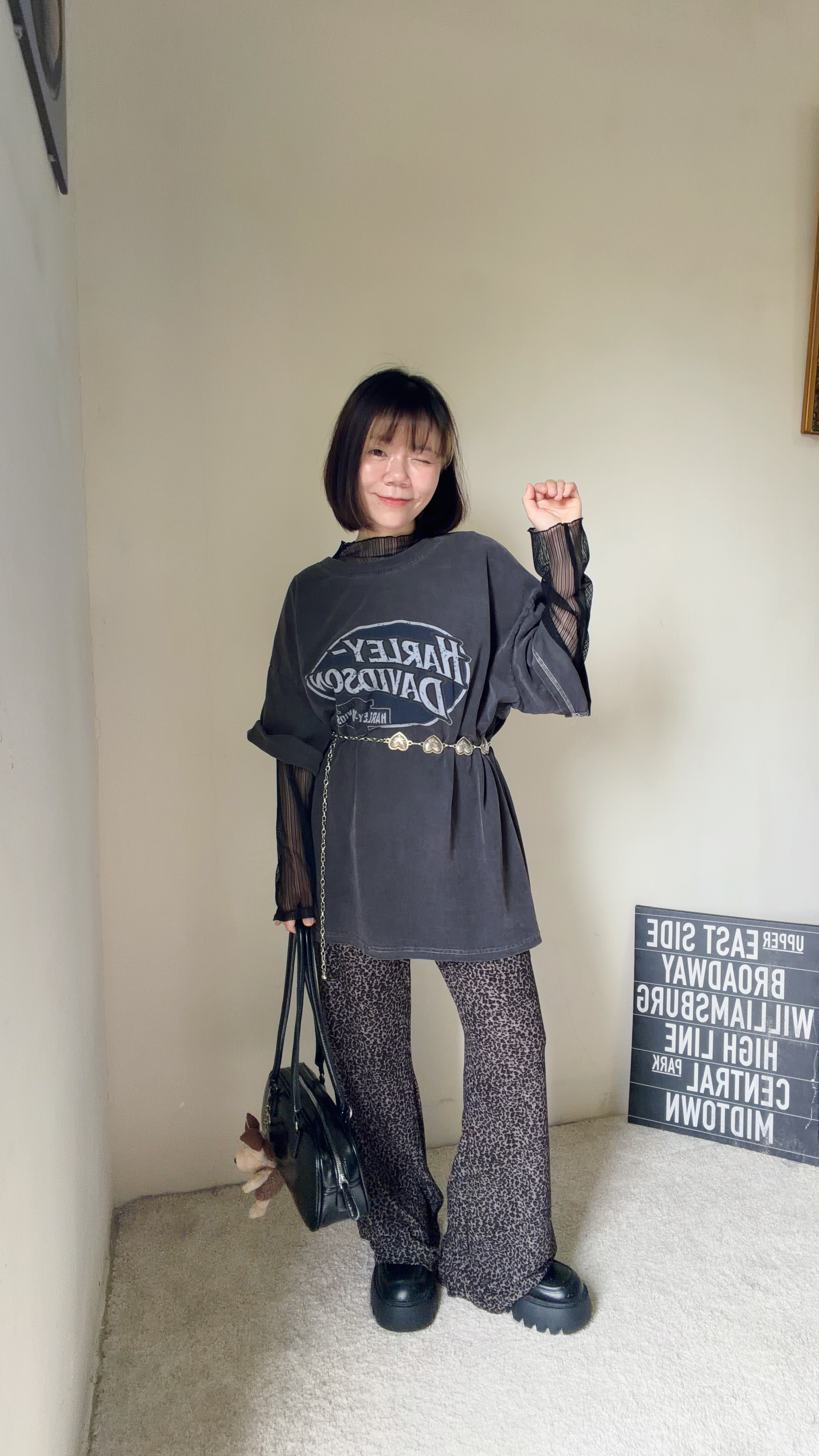 超涼感豹紋喇叭褲（預購）