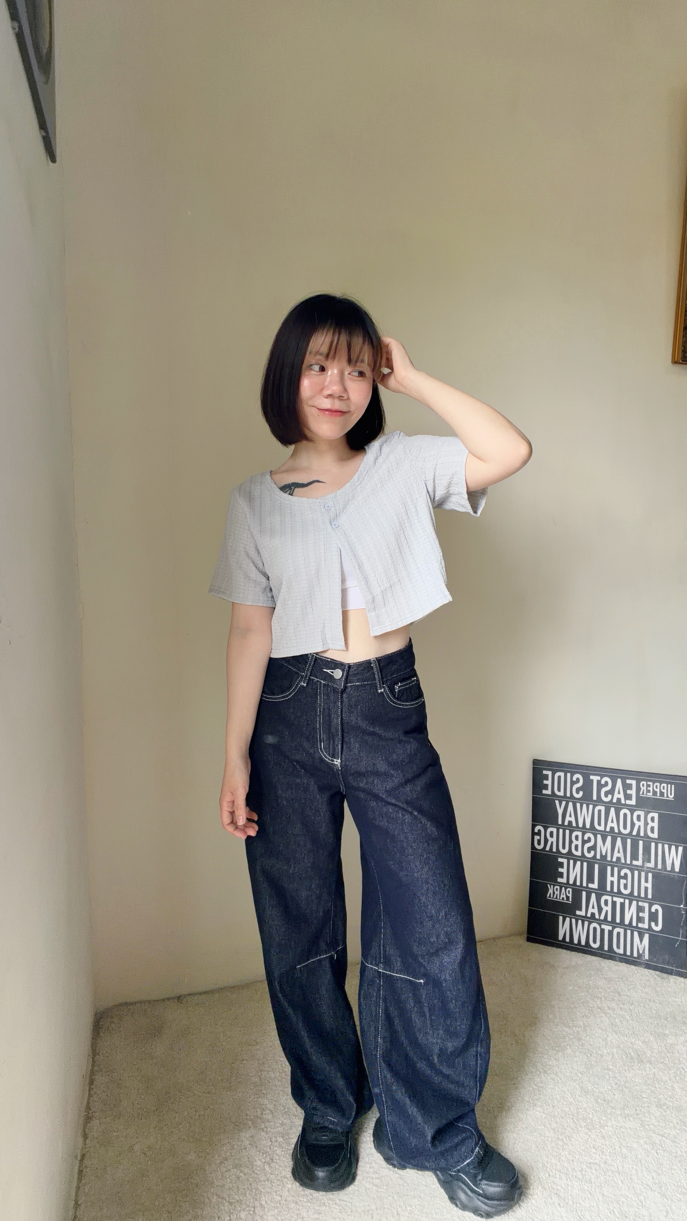 多穿系列！雪紡棉兩顆釦短版上衣(售完斷)