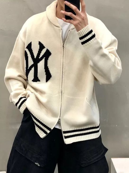 英文字拉鍊針織外套 VAMPIRE-002JK