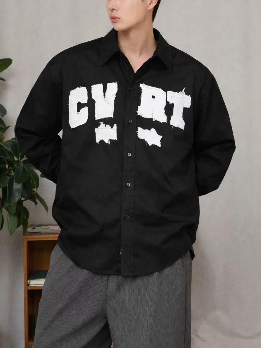 英文字圖案長袖恤衫 VAMPIRE-007S