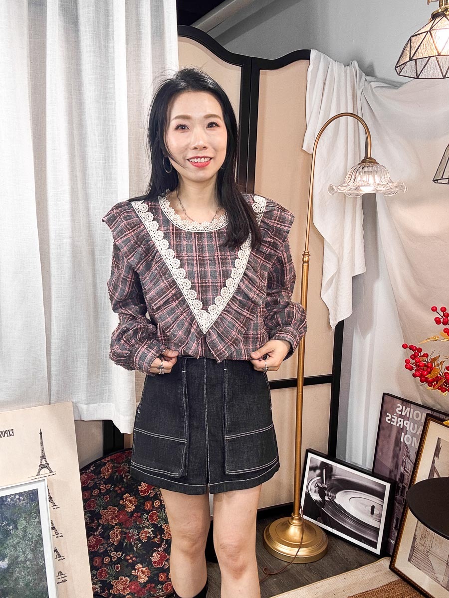 開倉低至半價😱FINALSALE📣 單邊腰位拉鏈．拼色車線 牛仔料裙褲 (有袋) 【不設退換】