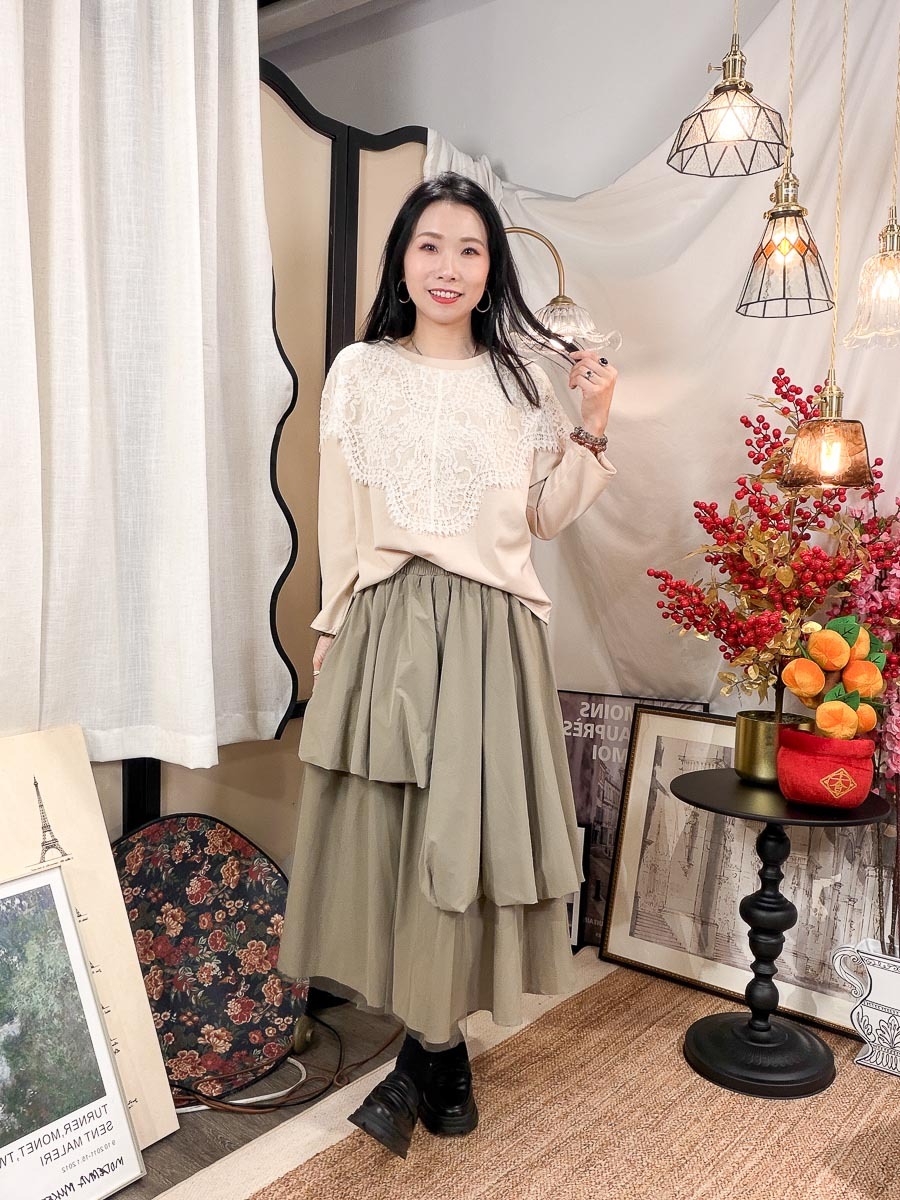 開倉低至半價😱FINALSALE📣 橡根腰．網布 拼 風褸料 半截裙 (有袋)【不設退換】