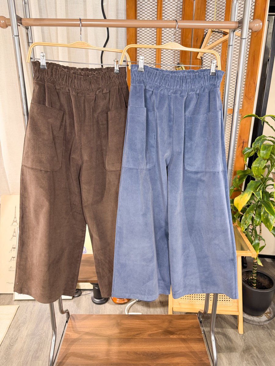 開倉低至半價😱FINALSALE📣 橡根腰．燈芯絨料直腳褲 (有袋)【不設退換】