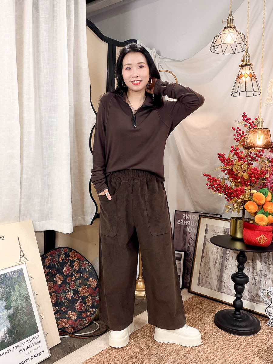 開倉低至半價😱FINALSALE📣 橡根腰．燈芯絨料直腳褲 (有袋)【不設退換】