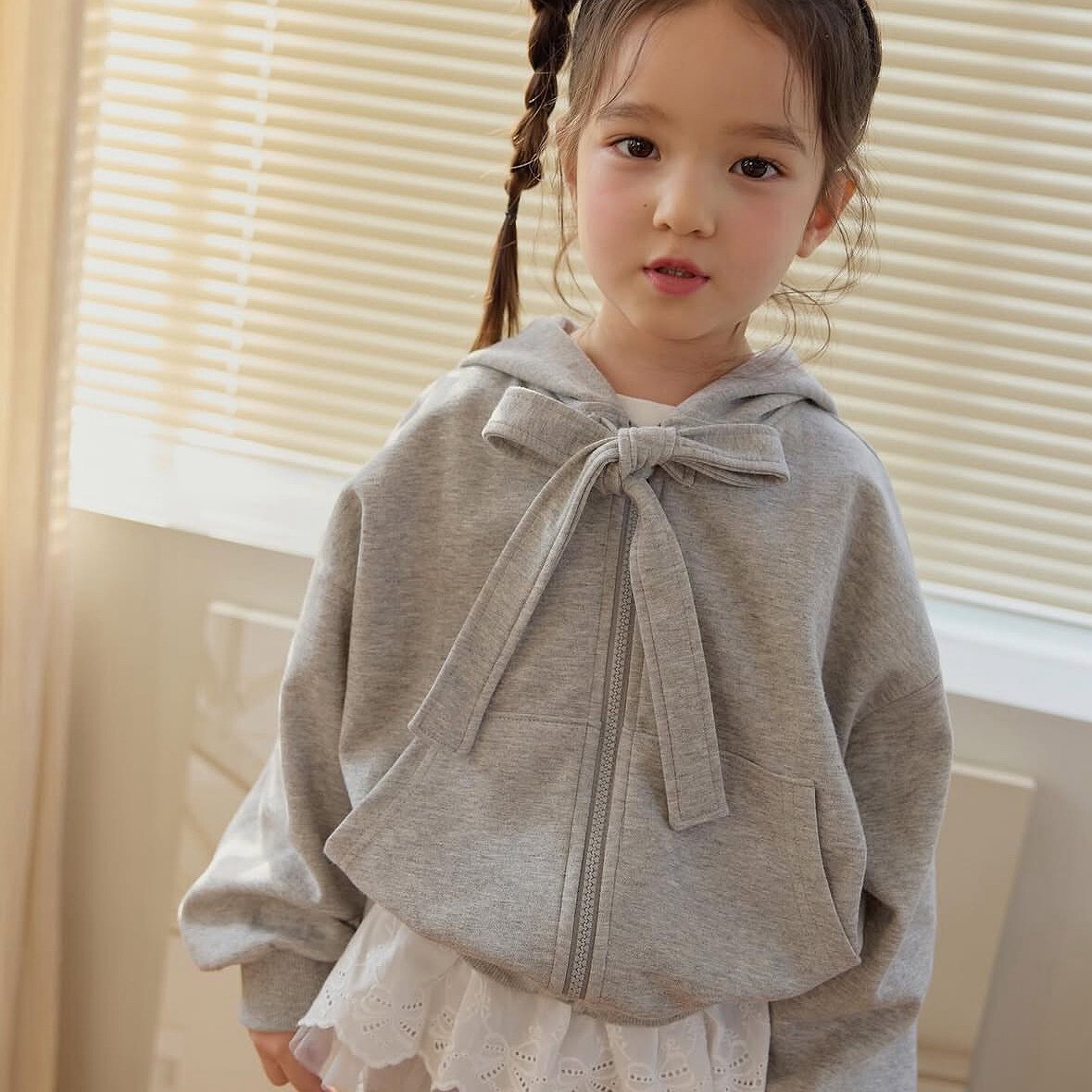 90-150 DB 綁帶蝴蝶結連帽外套 3色