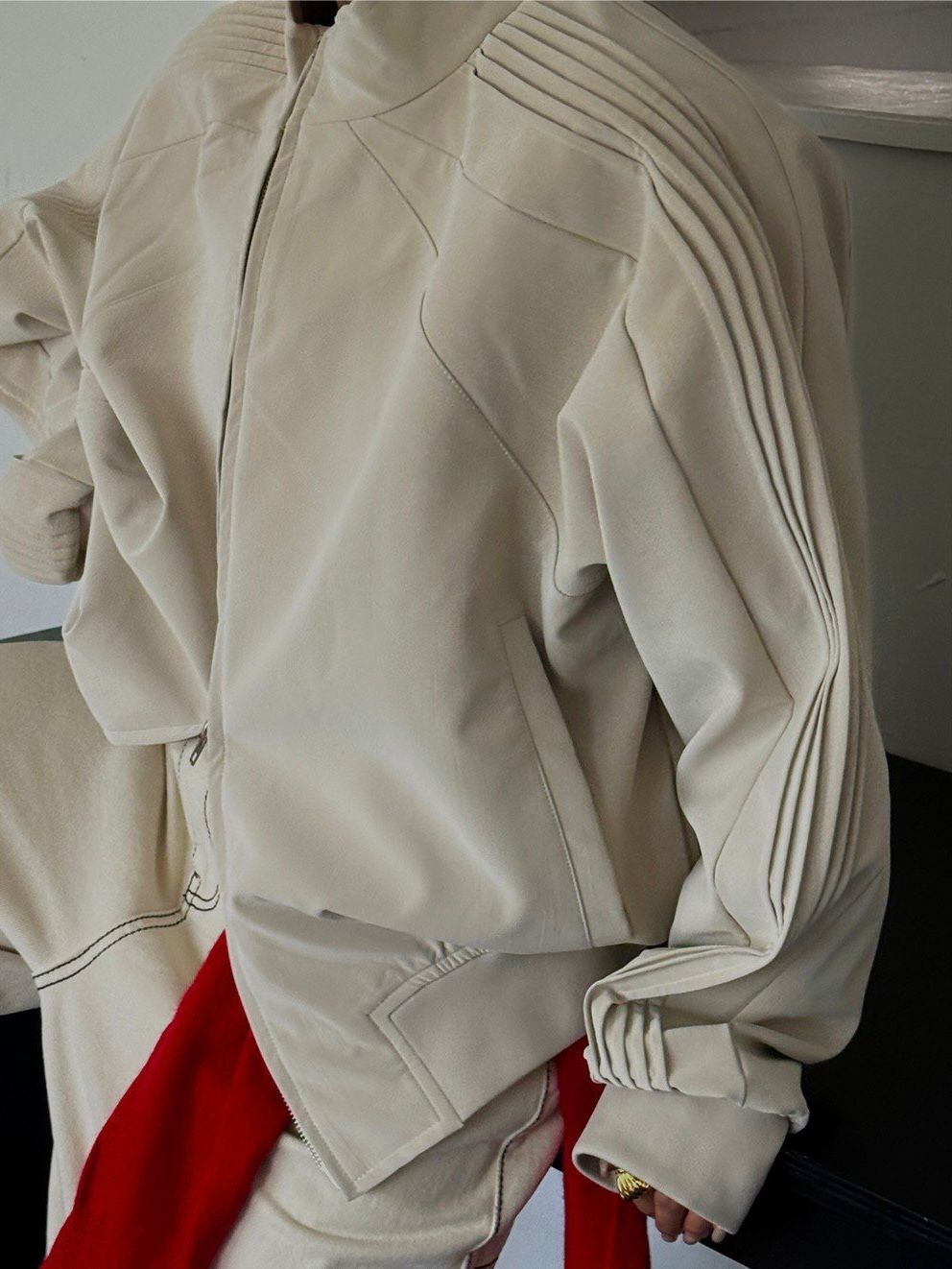 淨色企領拉鍊外套 OWN-115JK